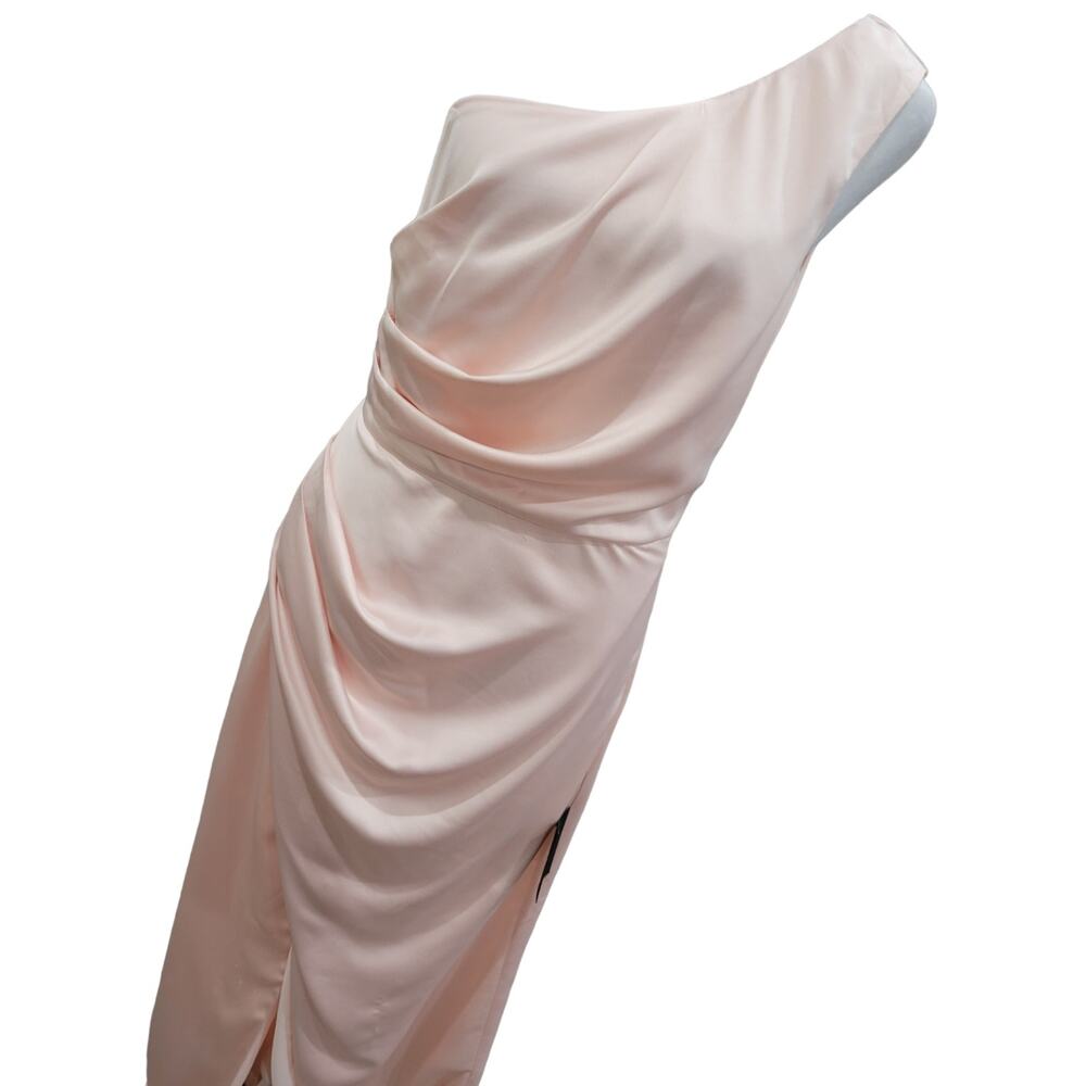NEW Lulus Dreaming of Elegance Pink Satin One-Shoulder Maxi‎ Dress - Size M - Picture 16 of 16